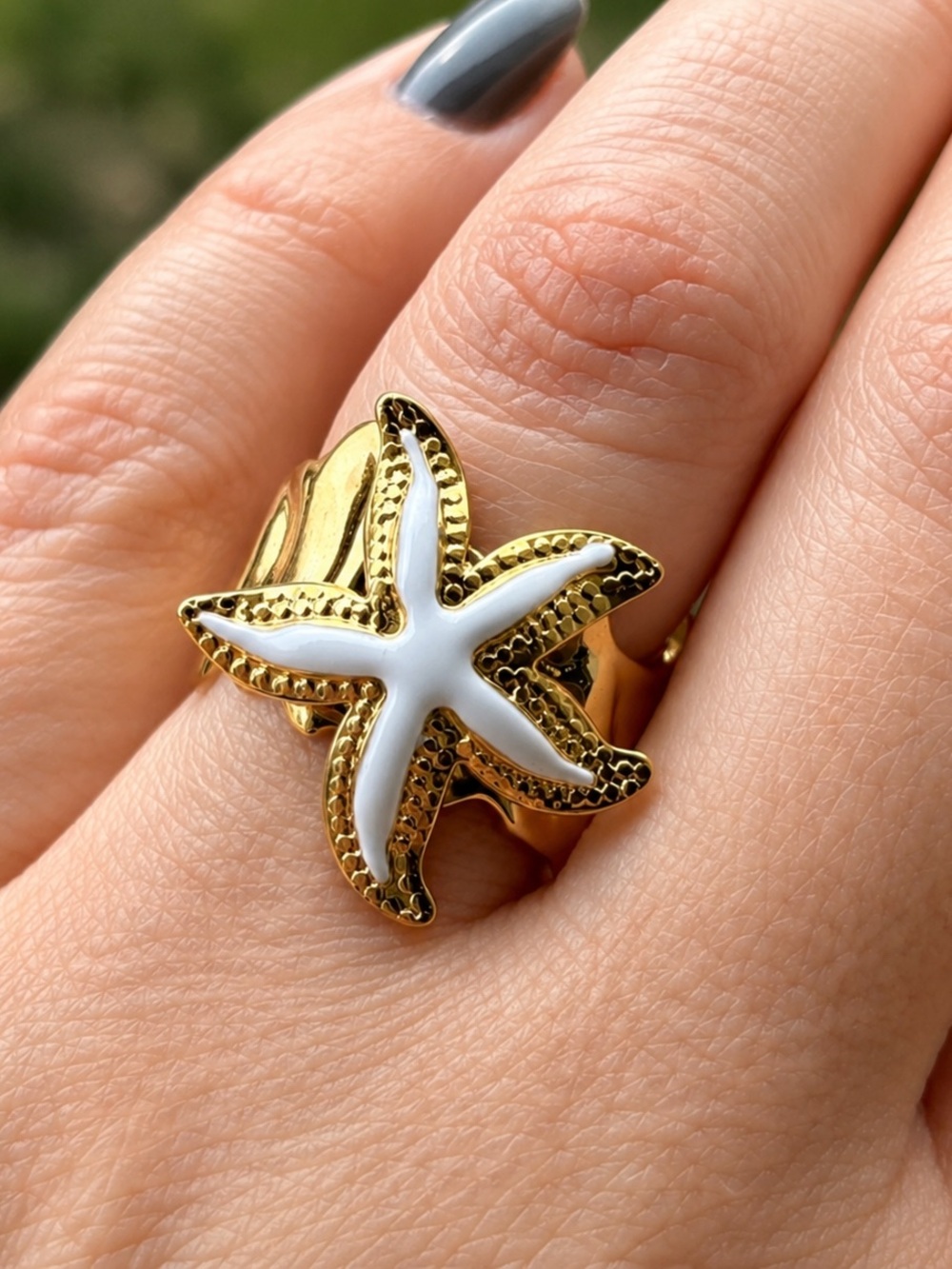 Gold Starfish Ring 18k gold plated